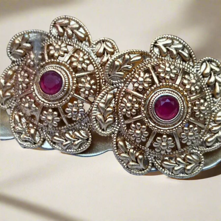 Indian Rajhistani Gold plated stud Brass Base with Red Ruby