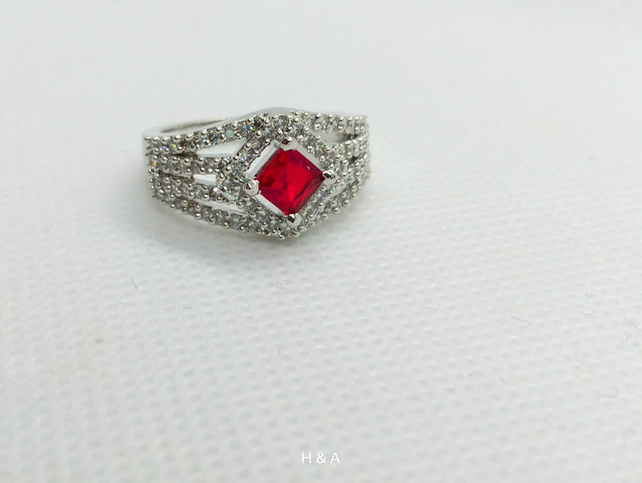 Red Ruby Zircon ring