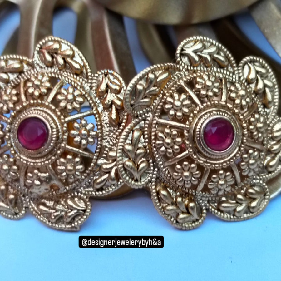 Indian Rajhistani Gold plated stud Brass Base with Red Ruby