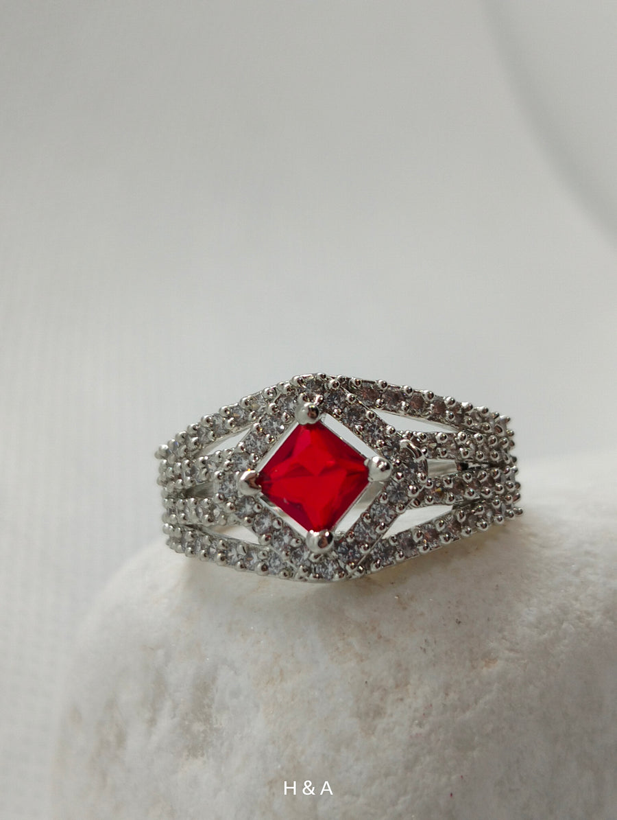 Red Ruby Zircon ring