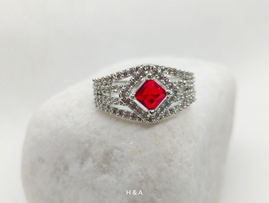 Red Ruby Zircon ring